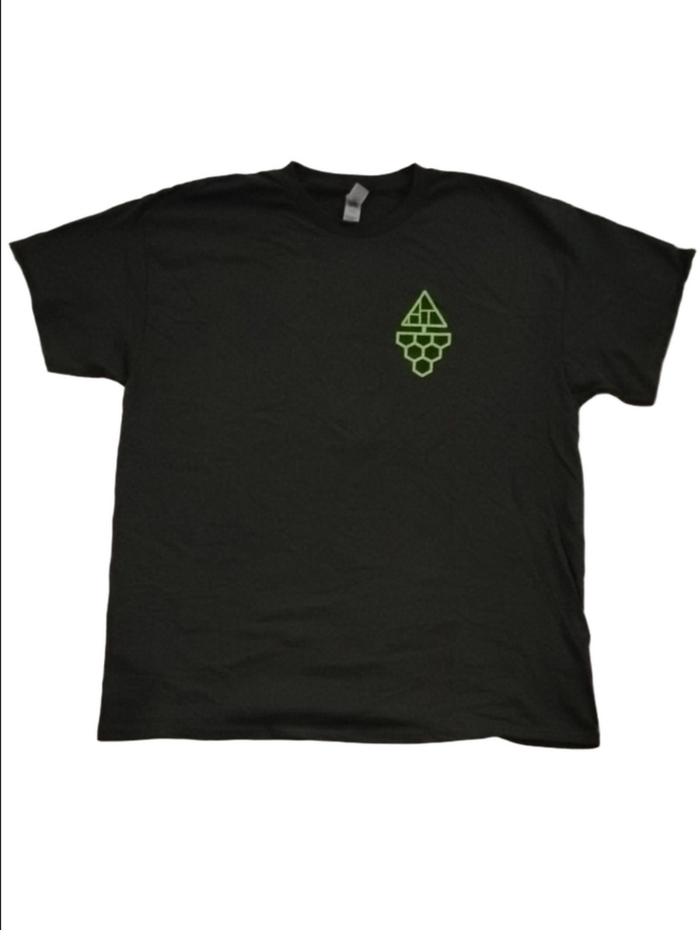3/$20 Gildan Green Short-Sleeve Tee with Neon Green Geometric Chest Logo